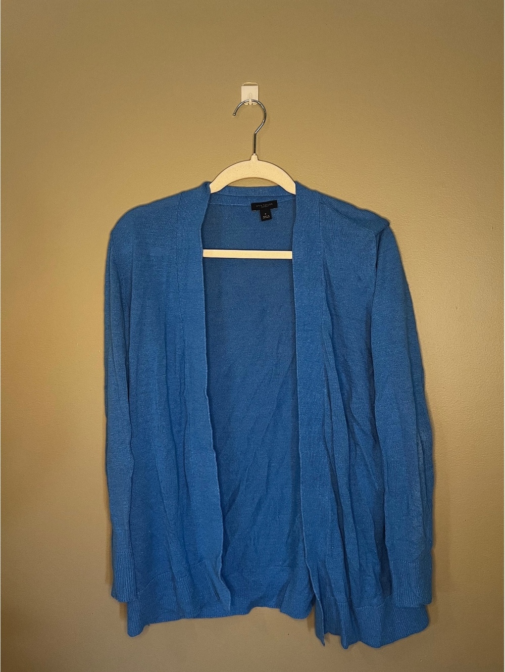 Ann Taylor Factory True Dusty Blue Open Sweater Cardigan